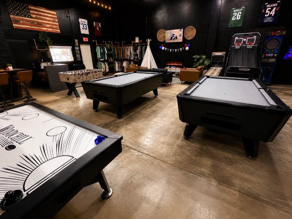 Pool tables and air hockey